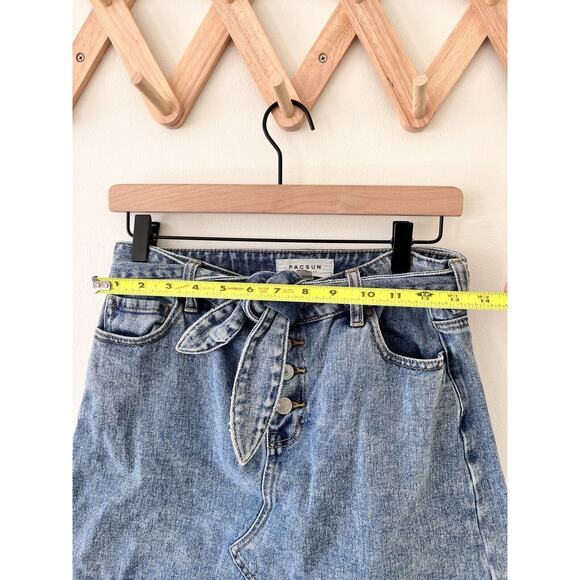 PacSun Women's 100% Cotton Jean Denim Mini Skirt With Belt Blue - Size 28 - Picture 5 of 8